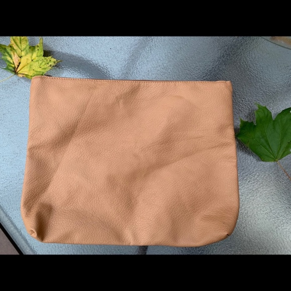 Free People Faux Leather Tan Large Clutch